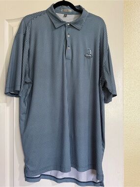 Peter Millar Blue Gingham Short-Sleeve Polo